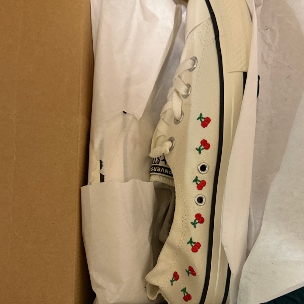 Converse Cream Sneakers with Cherry Design
